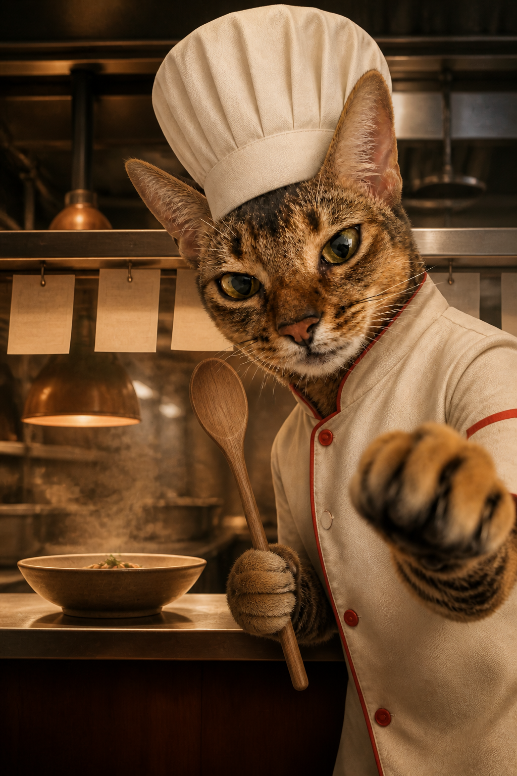 Chef Pupa working at the kitchen pass